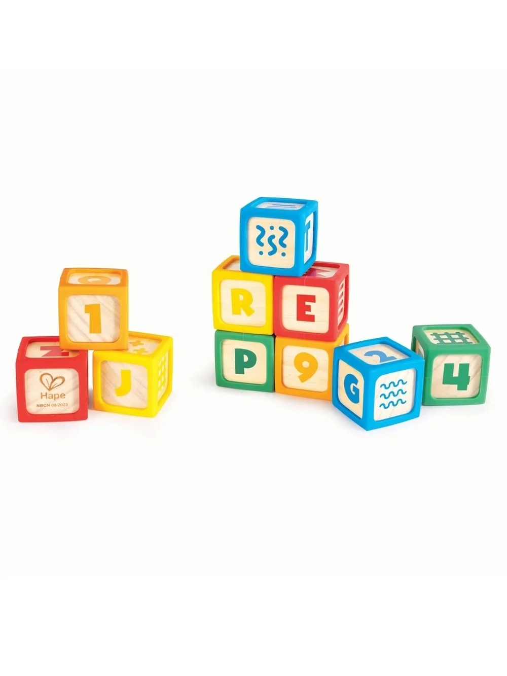 Grip-n-Stack Silicone & Wood Blocks - Multicolor